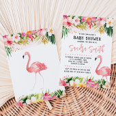 Invitation Fête de naissance Flamant Floral Bébé