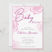 Invitation Fête de naissance Fleur de bébé rose moderne (Devant)