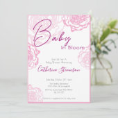 Invitation Fête de naissance Fleur de bébé rose moderne (Debout devant)