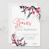 Invitation Fête de Naissance Fleur de Branche de Cerisier Jap (Devant)