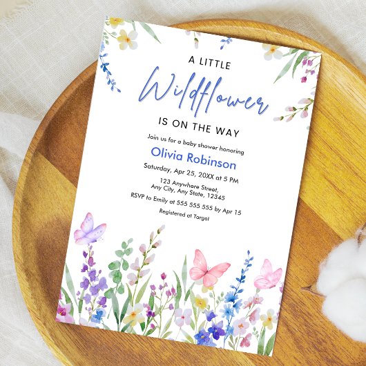 Invitation Fête de naissance Fleur de petite fleur sauvage