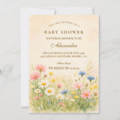 Invitation Fête de Naissance Fleur des Champs Or (Devant)