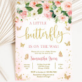 Invitation Fête de Naissance Fleur Papillon Fille