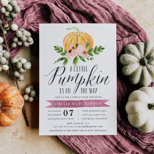 Invitation Fête de naissance Fleur rose Citrouille d'Automne