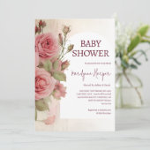 Invitation Fête de naissance Fleurs à l'aquarelle vintage (Debout devant)
