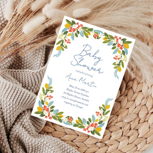 Invitation Fête de Naissance Fleurs Côtières