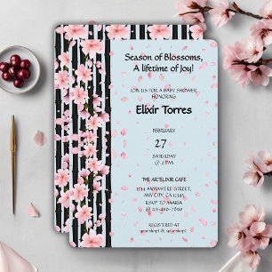 Invitation Fête de naissance Fleurs de cerisier de printemps