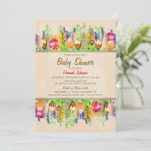 Invitation Fête de Naissance Fleurs de Printemps Bébé (Debout devant)