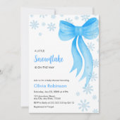 Invitation Fête de naissance flocon de neige petit arc bleu h (Devant)