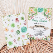 Invitation Fête de naissance Floral Cactus Bébé