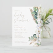 Invitation Fête de naissance florale boho Herbe des Pampas (Debout devant)