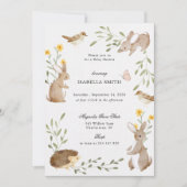 Invitation Fête de naissance Florale Lapin des Bois (Devant)