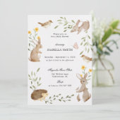 Invitation Fête de naissance Florale Lapin des Bois (Debout devant)
