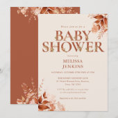 Invitation Fête de Naissance Florale Rustique Automne (Devant / Derrière)
