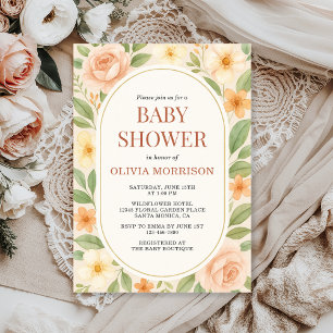 Invitation Fête de naissance florale sauvage botanique pour b