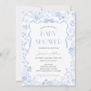 Invitation Fête de naissance garçon au ruban bleu Toile De Jo