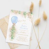Invitation Fête de naissance garçon ballon eucalyptus paillet
