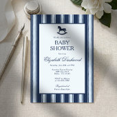 Invitation Fête de naissance garçon Cheval à bascule Rayures