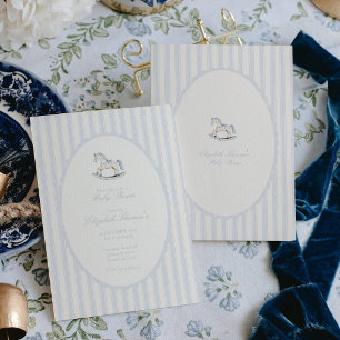 Invitation Fête de naissance garçon Cheval à bascule Vintage