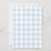 Invitation Fête de Naissance Garçon Chien Bleu Gingham (Dos)