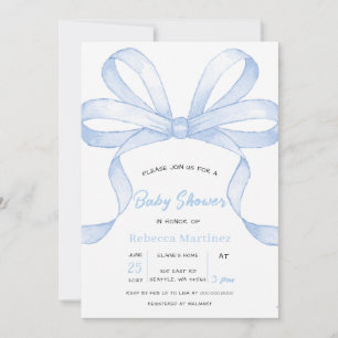 Invitation Fête de naissance garçon coquette Ruban Bleu