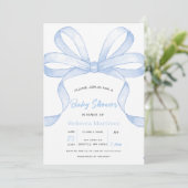Invitation Fête de naissance garçon coquette Ruban Bleu (Debout devant)
