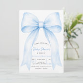 Invitation Fête de naissance garçon coquette Ruban Bleu (Debout devant)