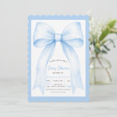 Invitation Fête de naissance garçon coquette Ruban Bleu (Debout devant)