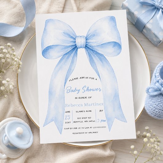 Invitation Fête de naissance garçon coquette Ruban Bleu