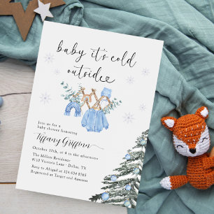 Invitation Fête de naissance garçon Il fait froid dehors Vêt
