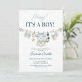 Invitation Fête de naissance garçon nautique Ahoy (Debout devant)