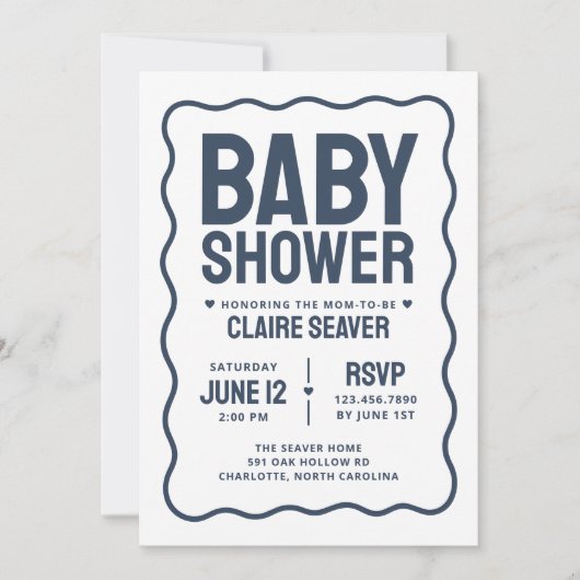 Invitation Fête de naissance garçon Navy moderne (Devant)