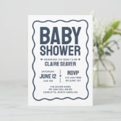 Invitation Fête de naissance garçon Navy moderne (Debout devant)