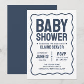 Invitation Fête de naissance garçon Navy moderne (Devant / Derrière)