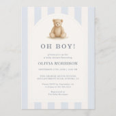 Invitation Fête de Naissance Garçon Ourson Bleu (Devant)