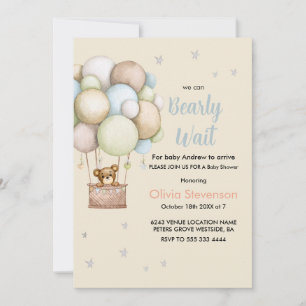 Invitation Fête de naissance garçon Ourson mignon