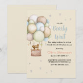 Invitation Fête de naissance garçon Ourson mignon (Devant / Derrière)