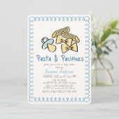 Invitation Fête de naissance garçon Pasta & Pacifiers Doodle (Debout devant)