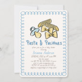Invitation Fête de naissance garçon Pasta & Pacifiers Doodle (Devant)