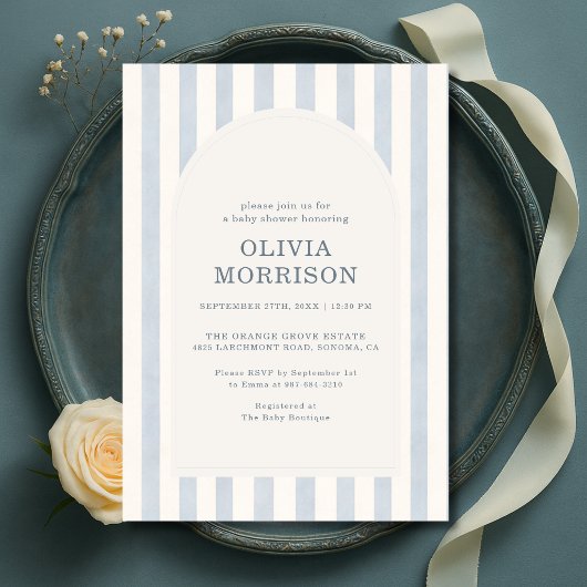 Invitation Fête de naissance garçon Rayures Bleues