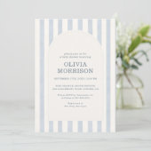 Invitation Fête de naissance garçon Rayures Bleues (Debout devant)