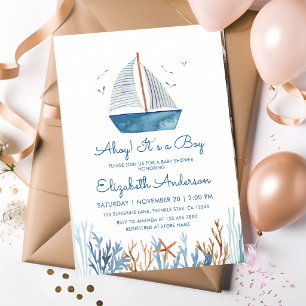 Invitation Fête de naissance garçon voilier nautique