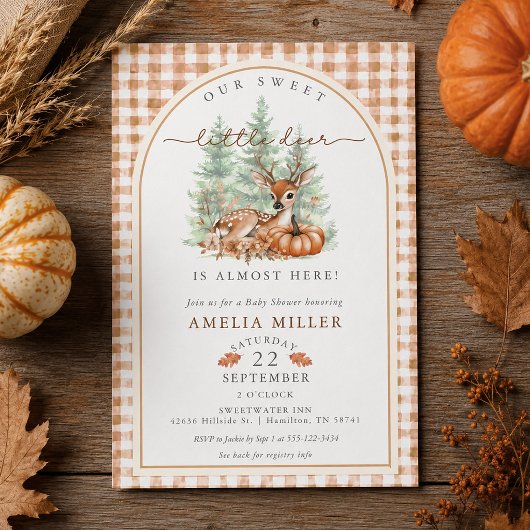 Invitation Fête de naissance Gingham Citrouille d'Automne Cer