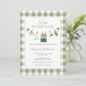 Invitation Fête de Naissance Gingham Vert Emeraude Golf Nouve (Debout devant)