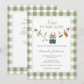 Invitation Fête de Naissance Gingham Vert Emeraude Golf Nouve (Devant / Derrière)