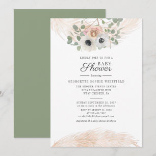Invitation Fête de naissance Herbe des Pampas Eucalyptus Flor