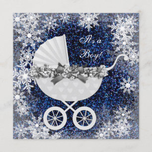 Invitation Fête de naissance Hiver Merveilleux Flocon de Neig