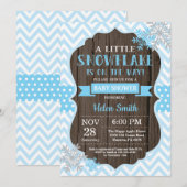 Invitation Fête de naissance hivernale rustique Flocon de nei (Devant / Derrière)