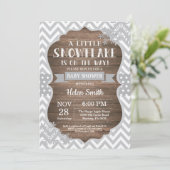 Invitation Fête de naissance hivernale rustique Flocon de nei (Debout devant)