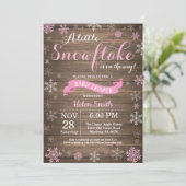 Invitation Fête de naissance hivernale rustique Flocon de nei (Debout devant)